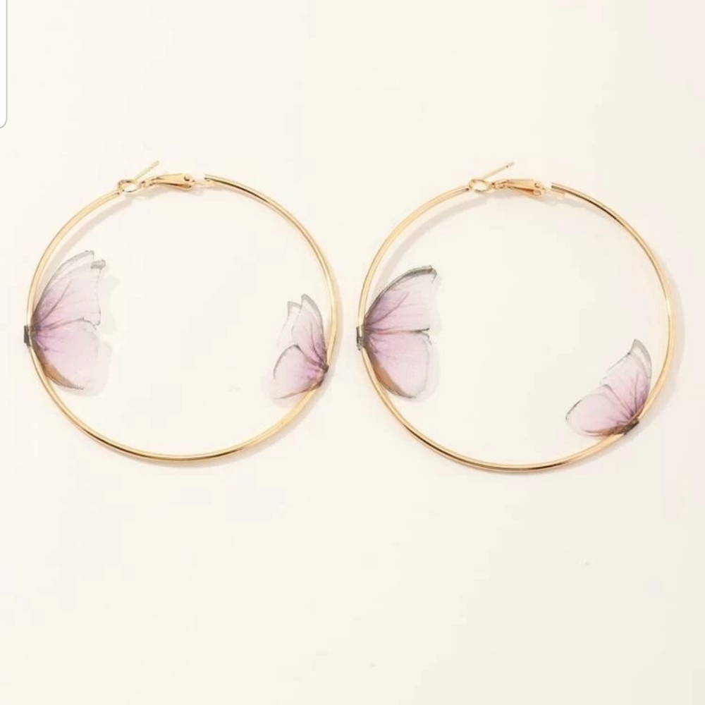 *Brianna* Butterfly Hoop Earrings - Picture 3 of 3
